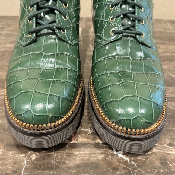 Michael Kors Haskell Crocodile Embossed Leather Combat Boots - Picture 8 of 14